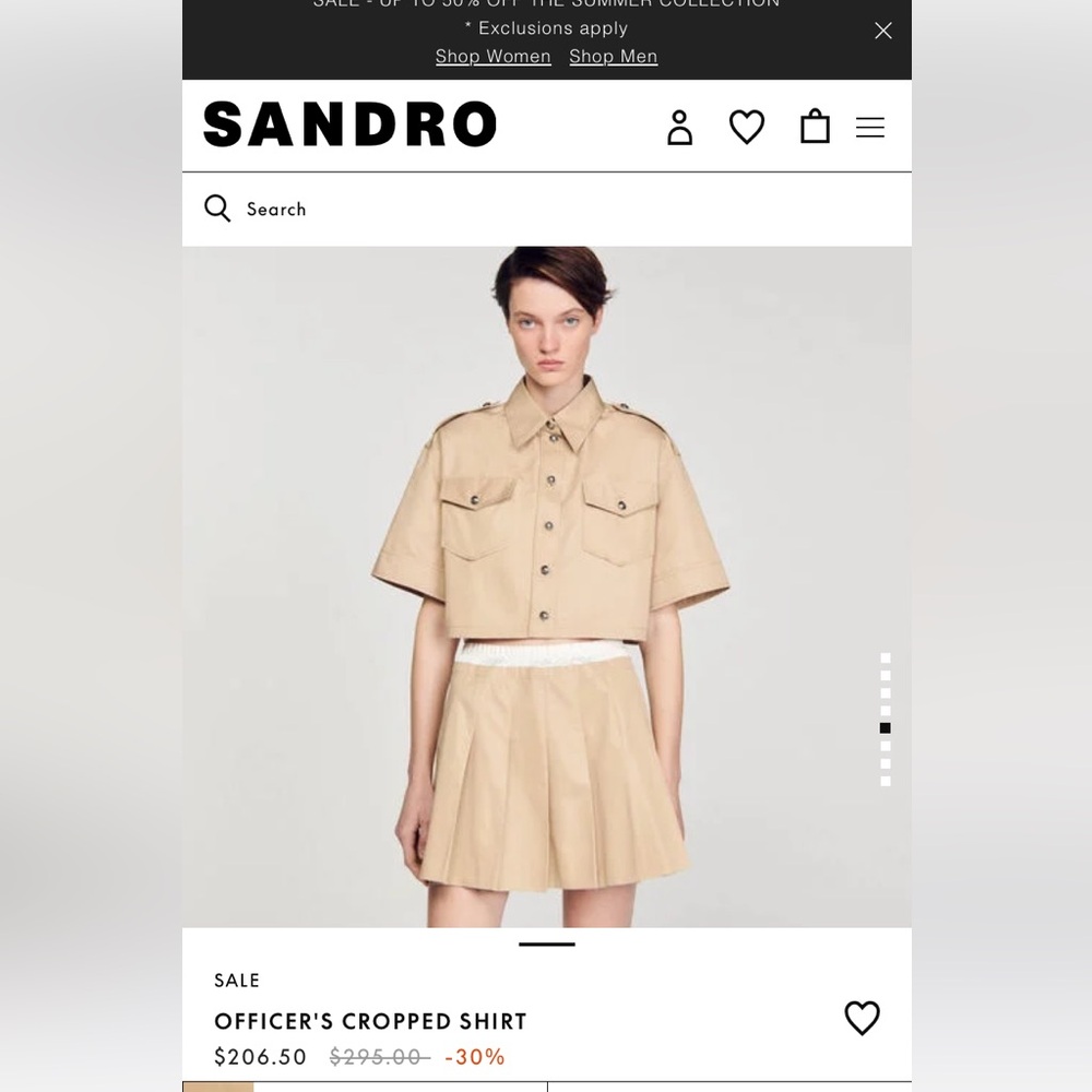 Sandro París Cropped Shirt and Pleated Skirt Set